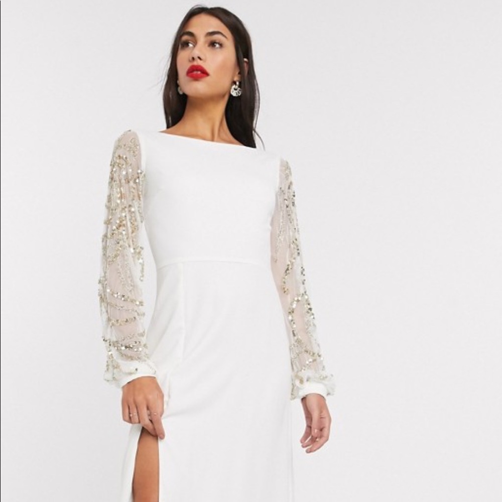 Virgos Lounge long sleeve maxi dress w/thigh split